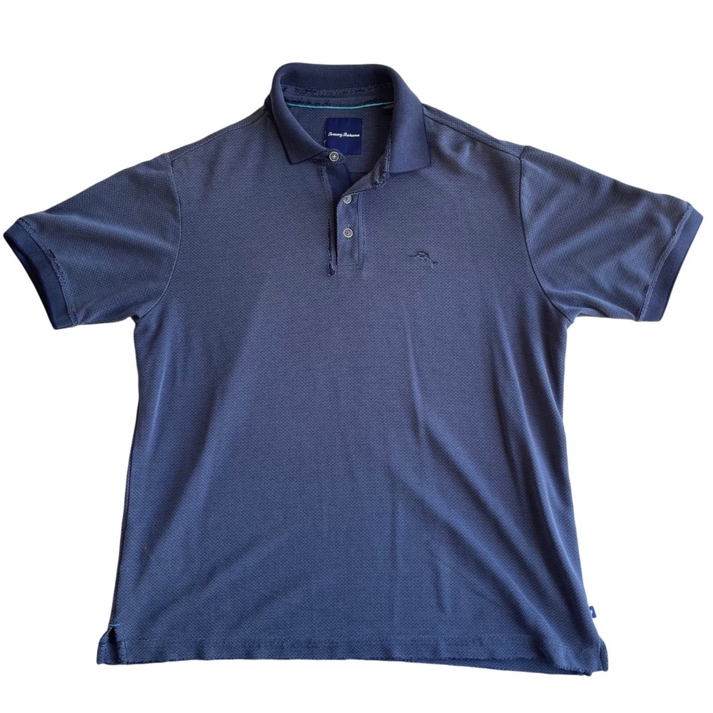 Tommy Bahama Men's Blue Polo Shirt Distressed Casual Short Sleeve